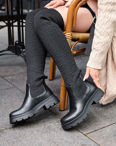 Royalfashion Schwarz gemusterte Stiefel für Frauen Ledisa