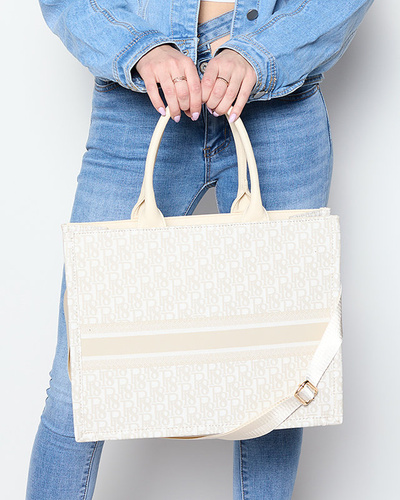 Beige Damen-Shopper mit Aufdruck - Accessoires