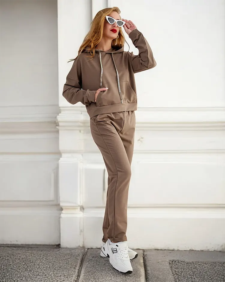 Royalfashion Damen-Sweatshirt-Set aus Baumwolle