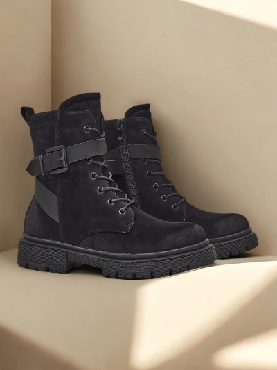 Schwarze Damen-Arbeitsstiefeletten Miros