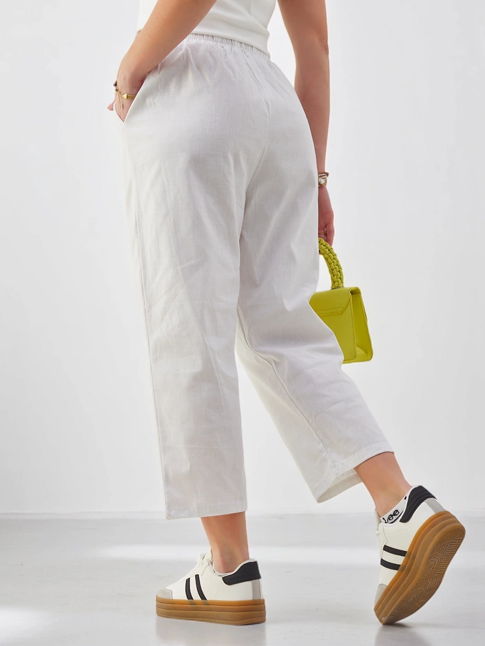 Royalfashion Baumwollweite Damenhose mit Schnürung