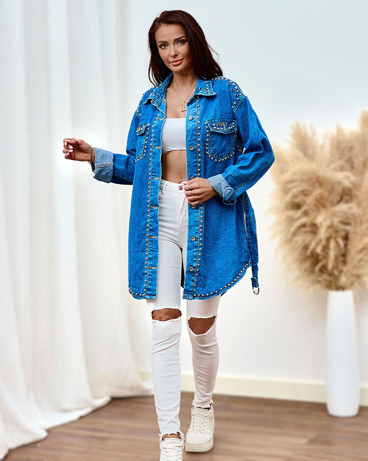 Royalfashion Damen-Jeansjacke mit Strasssteinen