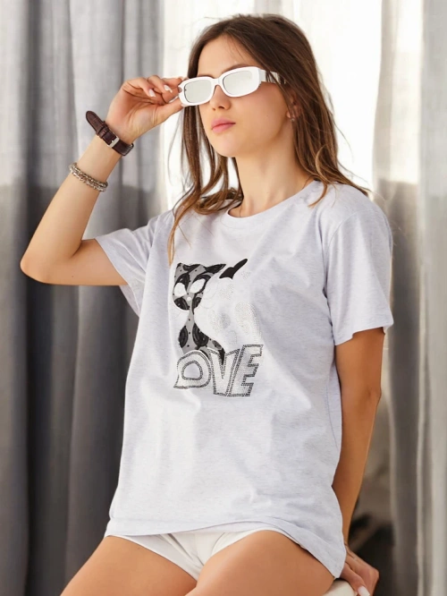 Royalfashion Baumwolle Damen T-Shirt Katzenliebe