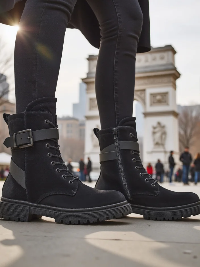 Schwarze Damen-Arbeitsstiefeletten Miros