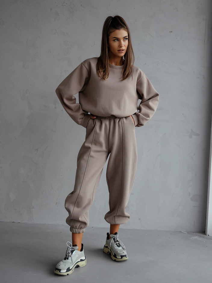 Royalfashion Damen Baumwoll Trainingsanzug Set