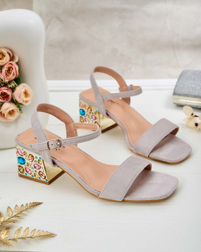 Royalfashion Damen Sandalen auf einem Pfosten mit Kristallen Ohvare