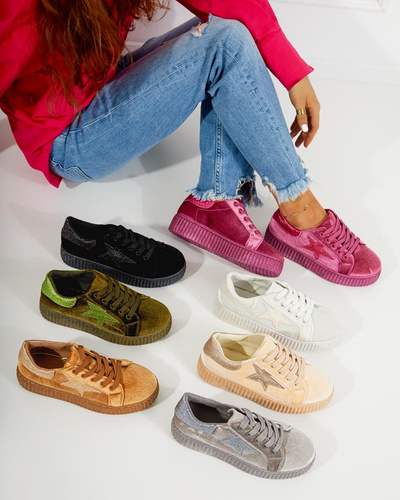 Weiße Velours-Sneakers von Estreni für Damen - Schuhe