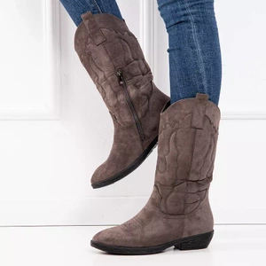 OUTLET Graue Stiefel aus Öko-Wildleder a'la Ashgi Cowboystiefel - Schuhe