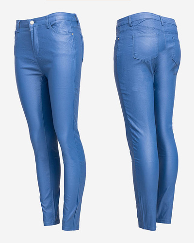 Blaue gewachste Damenhose- Kleidung