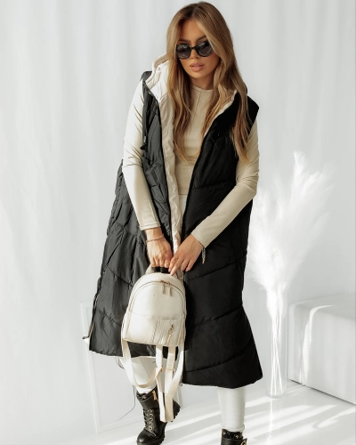 Royalfashion Schwarze und braune lange Steppweste