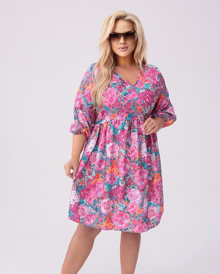 Royalfashion Knielanges Damenkleid mit Print PLUS SIZE