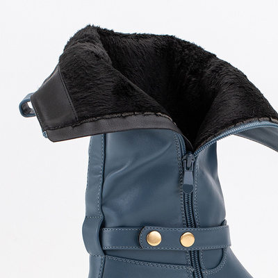 Blaue Damenstiefel mit Helari-Kette - Schuhe