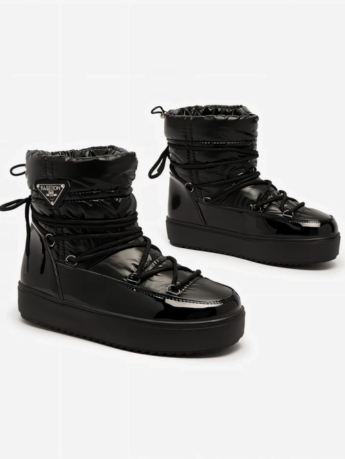 Royalfashion Жіночі черевики-сліпони a'la снігоступи чорні Vevnose