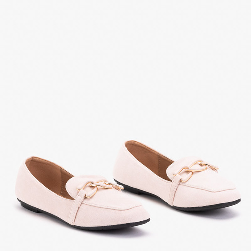 Beige Mokassins für Damen mit Olly-Dekoration - Schuhe