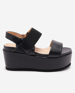 Schwarze Öko-Ledersandalen für Damen auf der Kosall-Footwear-Plattform