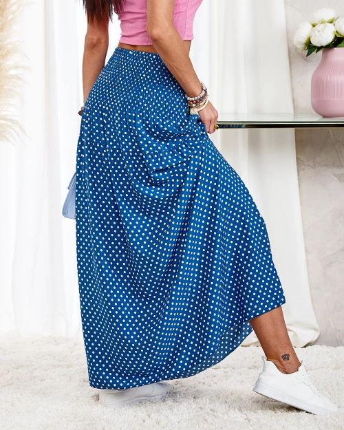 Royalfashion Жіноча синя довга спідниця в горох