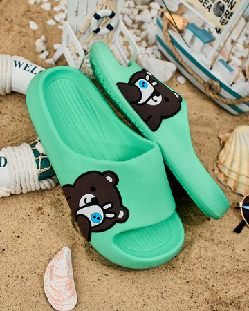 Royalfashion Damen-Gummi-Flip-Flops mit dekorativem Teddybär Berres