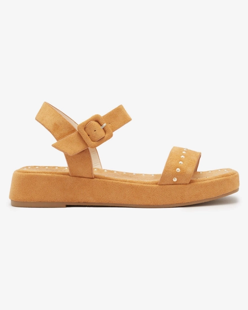 Коричневі жіночі босоніжки зі стразами Franssia - Взуття