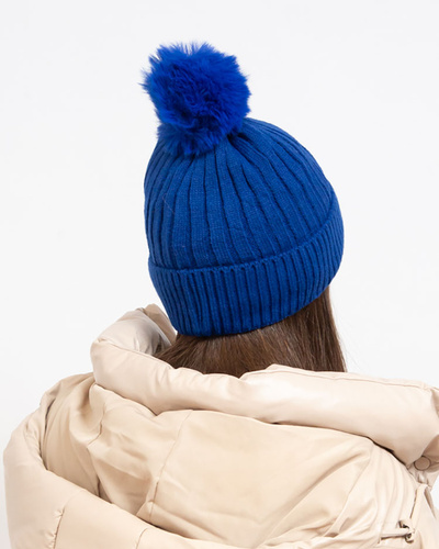 Royalfashion Marineblaue isolierte Damenmütze mit Pompon