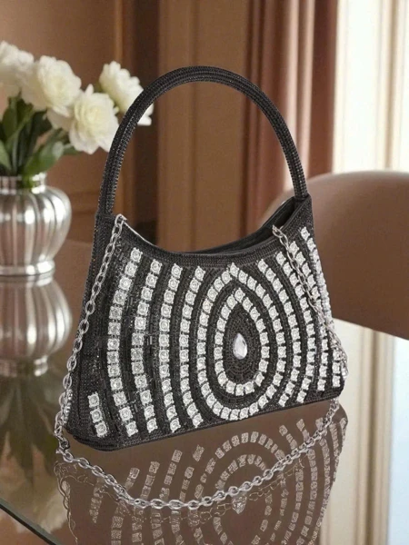 Royalfashion Damen Clutch Handtasche mit Zirkonia Sova Glint