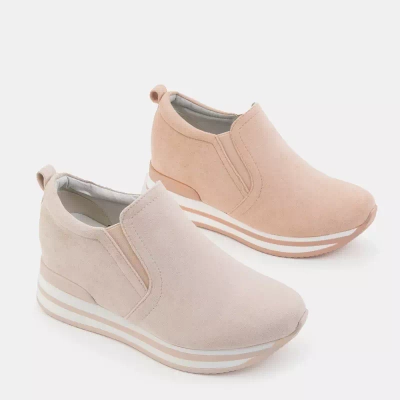 OUTLET Sports beige Slip on Schuhe mit Keilabsatz Afita - Schuhe