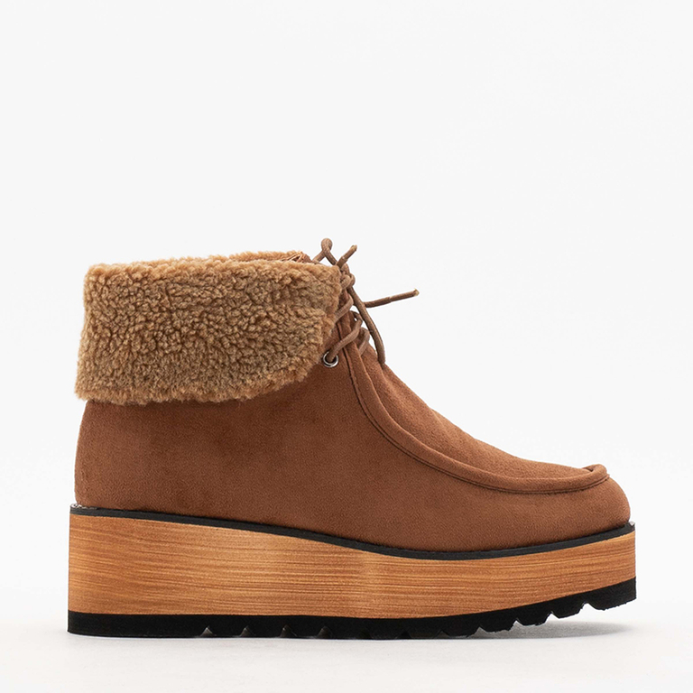 Wedesi camel Damen Plateau Stiefeletten - Schuhe