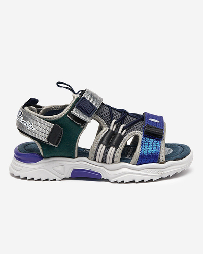 Marineblaue und graue Kindersandalen mit Klettverschluss Meteris - Schuhe