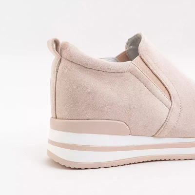 OUTLET Sports beige Slip on Schuhe mit Keilabsatz Afita - Schuhe