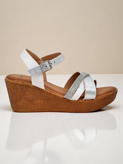 Royalfashion жіночі сандалі на танкетці з стразами та блискітками Glittera