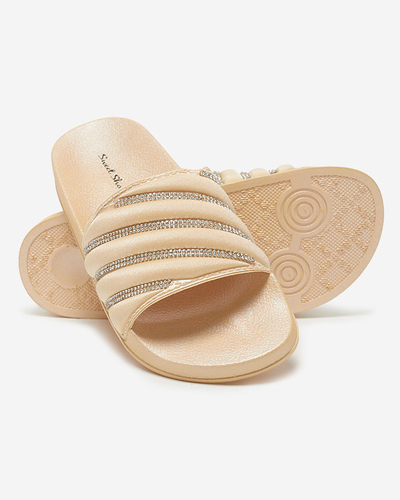 OUTLET Beige Damen Flip-Flops mit Zirkonen Erikis - Schuhe