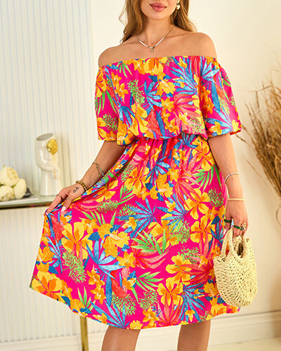 Royalfashion Multicolor Damen Midikleid a'la hiszpanka