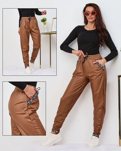 Royalfashion Loose Damen Öko-Lederhose in der Farbe camel