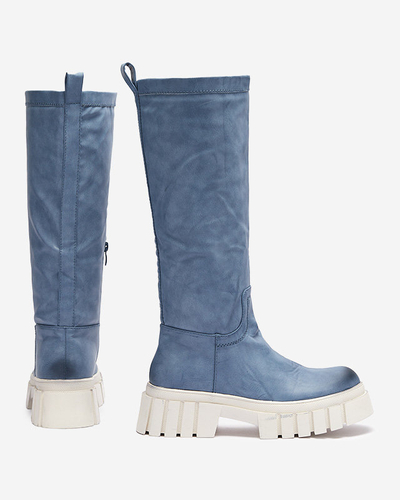 OUTLET Blaue mittelhohe Damenstiefel Astaroth - Schuhe