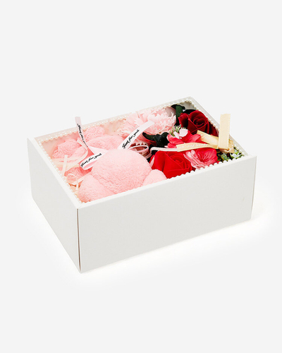 Royalfashion Flowerbox Blumen in einer Box mit einem Teddybär