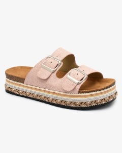 Royalfashion Damen Flip-Flops mit Schnallen in hellrosa Monna