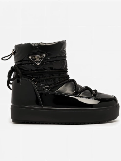 Royalfashion Жіночі черевики-сліпони a'la снігоступи чорні Vevnose