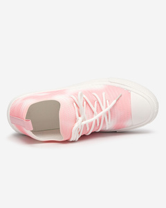 Weiß und rosa gerippte Damen-Sneaker Manfer- Footwear