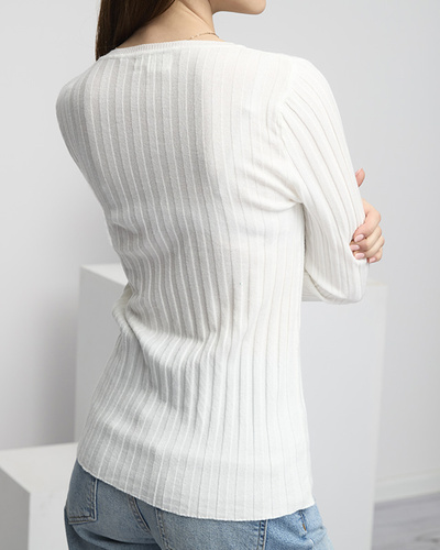 Weißer Rippenpullover für Damen - Kleidung