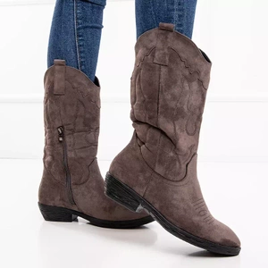 OUTLET Graue Stiefel aus Öko-Wildleder a'la Ashgi Cowboystiefel - Schuhe