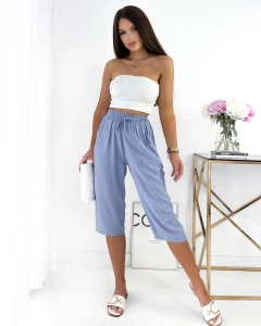 Royalfashion Blaue 3/4 lange Stoffshorts für Damen