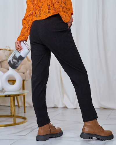 Royalfashion Schwarze Cord-Damenstoffhose