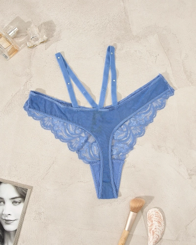 Royalfashion Damen-Tanga-Höschen aus Spitze in Blau