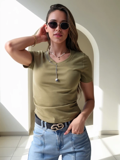 Royalfashion Damen Baumwolle Crop Top