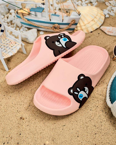 Royalfashion Damen-Gummi-Flip-Flops mit dekorativem Teddybär Berres