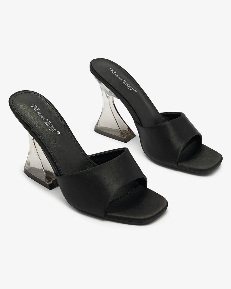Schwarze Damen-Flip-Flops mit transparentem Absatz Ageria - Schuhe