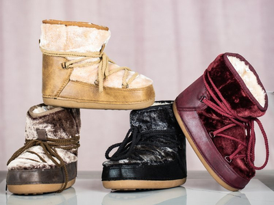 Коричневі зимові чоботи з блискітками Varsha - Взуття