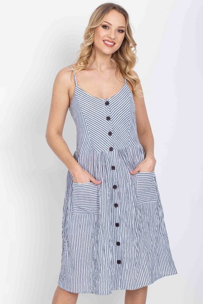 Schwarz-weiß gestreiftes Kleid mit Knöpfen - Kleidung 1