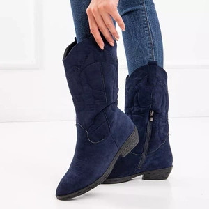 OUTLET Navy Stiefel aus Öko-Wildleder a'la Ashgi Cowboystiefel - Schuhe