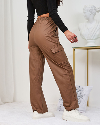 Royalfashion Braune Damen-Kampfhose aus Ökoleder