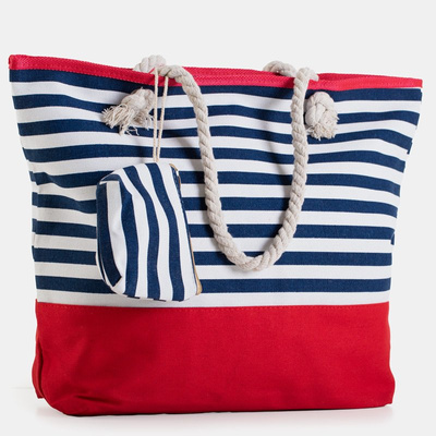 Rot gestreifte Damen-Strandtasche - Handtaschen